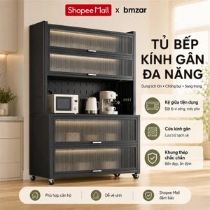 BMZAR Kệ Nhà Bếp Đa Năng Tấm bảng đục lỗ Tủ bếp có bánh xe Kệ tủ đa năng Thép cao cấp Chịu tải tối đa 500 kg