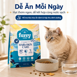 Thức Ăn Cho Mèo FURRY WONDER 1.5kg - Hạt Khô Hair & Skin Care, 83% Đạm Động Vật, Hỗ Trợ Lông Da