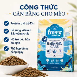 Thức Ăn Cho Mèo FURRY WONDER 1.5kg - Hạt Khô Hair & Skin Care, 83% Đạm Động Vật, Hỗ Trợ Lông Da