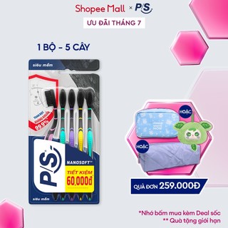 Bộ 5 bàn chải P/S than bạc kháng khuẩn 99.9%