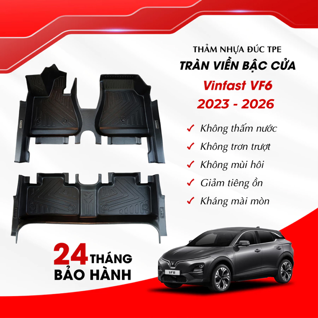Thảm Lót Sàn Ô Tô TPE Cao Cấp FUMO Cho Vinfast VF6 2023 – 2026 Nhựa Đúc Nguyên Khối, Tràn Viền