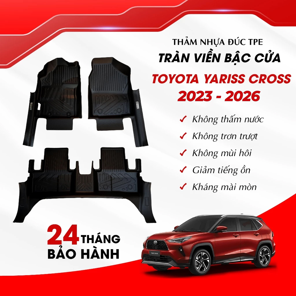 Thảm Lót Sàn Ô Tô TPE Cao Cấp Toyota Yaris Cross 2023 - 2026 TRÀN VIỀN Không Thấm Nước, Không Mùi