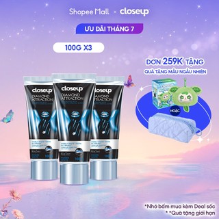 Bộ 3 Kem Đánh Răng Closeup Diamond Attraction - Trắng răng sau 1 lần chải 100g