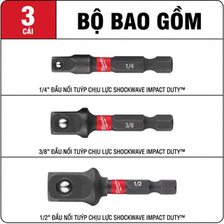 Bộ đầu chuyển vít sang bulong đầu 1/2 1/4 3/8 inch Milwaukee 48-32-5033