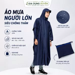 Áo Mưa Người Lớn Siêu Chống Thấm Vải Dù Da Cá Xẻ Tà Cánh Dơi Cao Cấp Siêu Bền