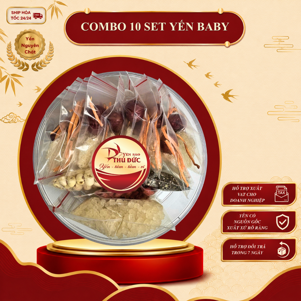 Combo 10 Túi Yến Tinh Chế Vụn Baby Nguyên Chất 100% - Yến Sào Thủ Đức - Yến Tinh Chế YETC 002
