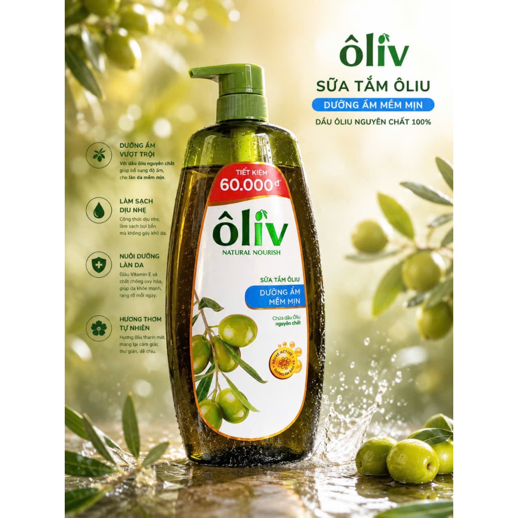 [MỚI] Sữa Tắm Dưỡng Da, Dầu Tắm ÔLIV 3X Dưỡng Ẩm/Dưỡng Sáng Da/Dành Cho Làn Da Nhạy Cảm 650ML/1L | BigBuy360 - bigbuy360.vn
