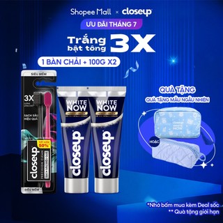 Bộ 2 Kem Đánh Răng và Bàn Chải Closeup - White Now Răng Trắng bật tông 3x Tức thì 100g và Precision Clean siêu mềm