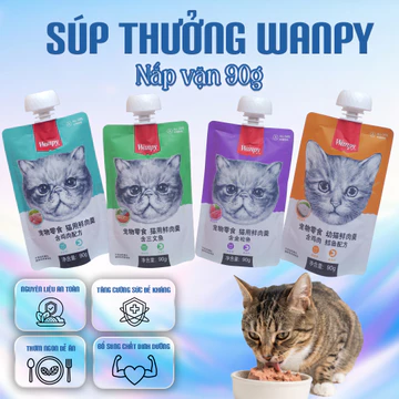 Súp thưởng wanpy cho mèo, pate cho mèo 90g giàu đạm dinh dưỡng cho mèo biếng ăn