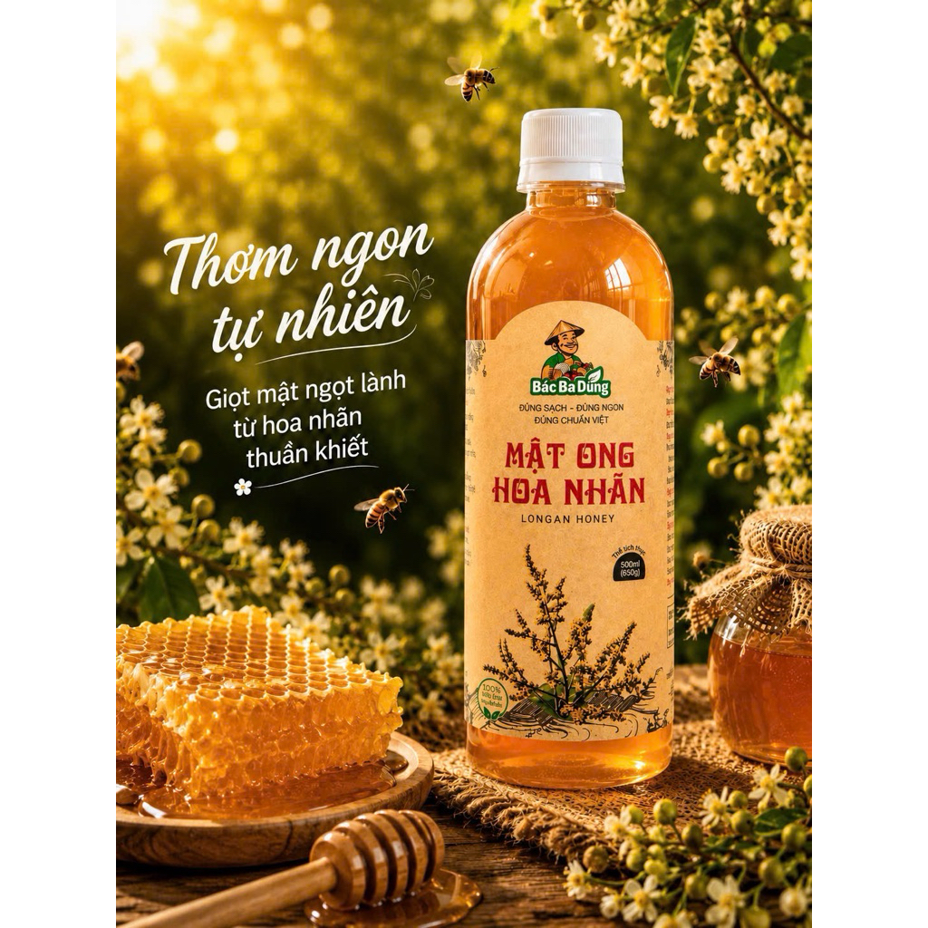 Mật Ong Hoa Nhãn Bác Ba Đúng 500ML