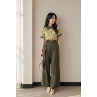 Set Đồ Nữ 𝐂𝐂𝐇𝐀𝐓 Dáng Suông Viona Cạp Trang Trí Trẻ Trung Chất Liệu Tuytsi Cao Cấp 16BNS2050ST