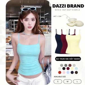 Áo hai dây nữ basic ôm dáng chất thun cotton mịn tôn dáng DAZZI Women A057