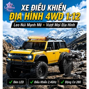 Xe Đua Điều Khiển Từ Xa 2.4GHz 4 Bánh 1:12 - Hệ Giảm Xóc Hiệu Quả Lốp Địa Hình Lớn Quà Tặng Bé Trai Người Đam Mê RC