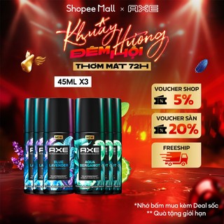 Combo 3 Lăn ngăn mùi hương nước hoa cao cấp AXE 45ml, công nghệ hóa mồ hôi thành mùi hương thơm mát 72h