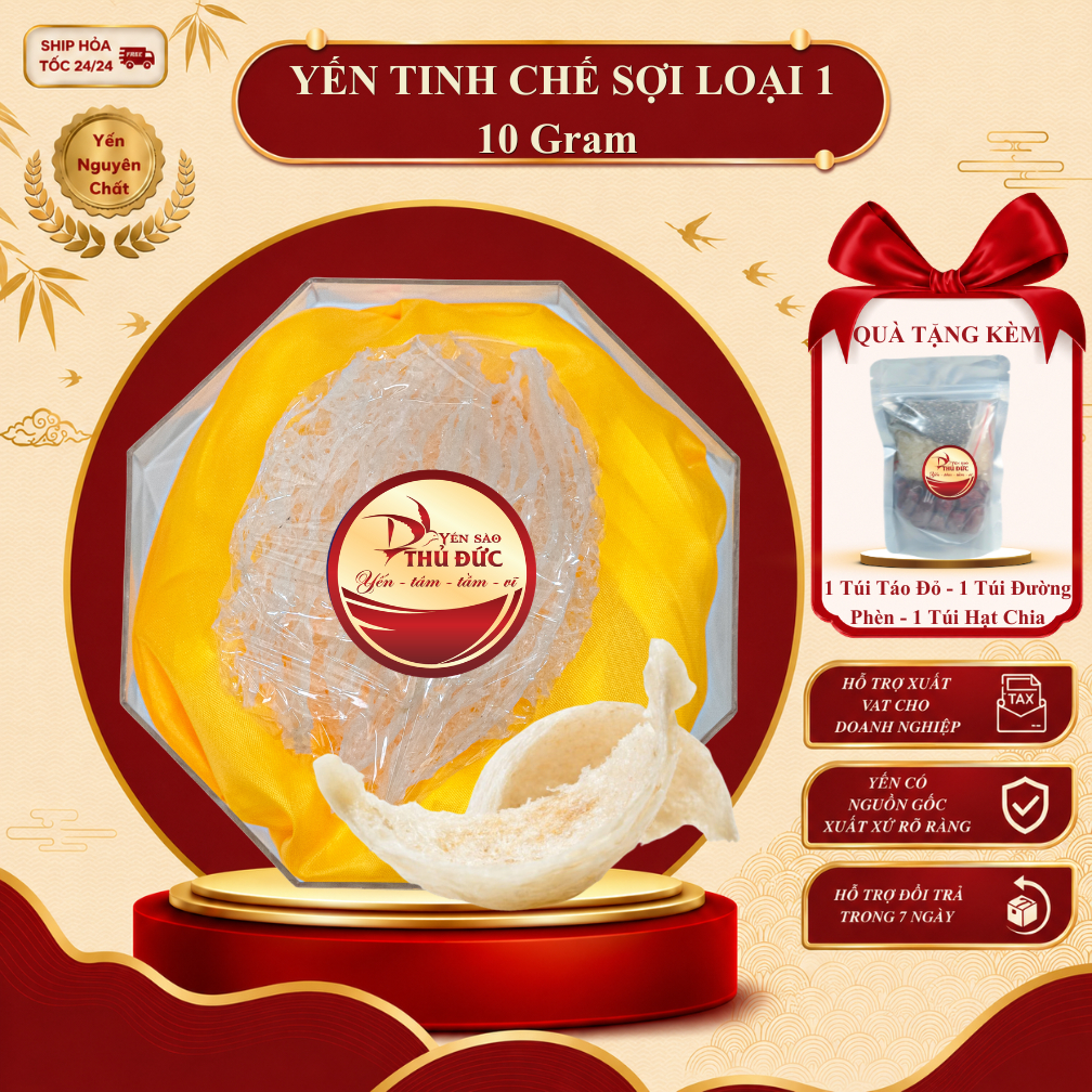 Tổ Yến Tinh Chế Sợi Cao Cấp Dùng Thử 10 Gram Nguyên Chất 100% - Yến Sào Thủ Đức  - Yến Tinh Chế
