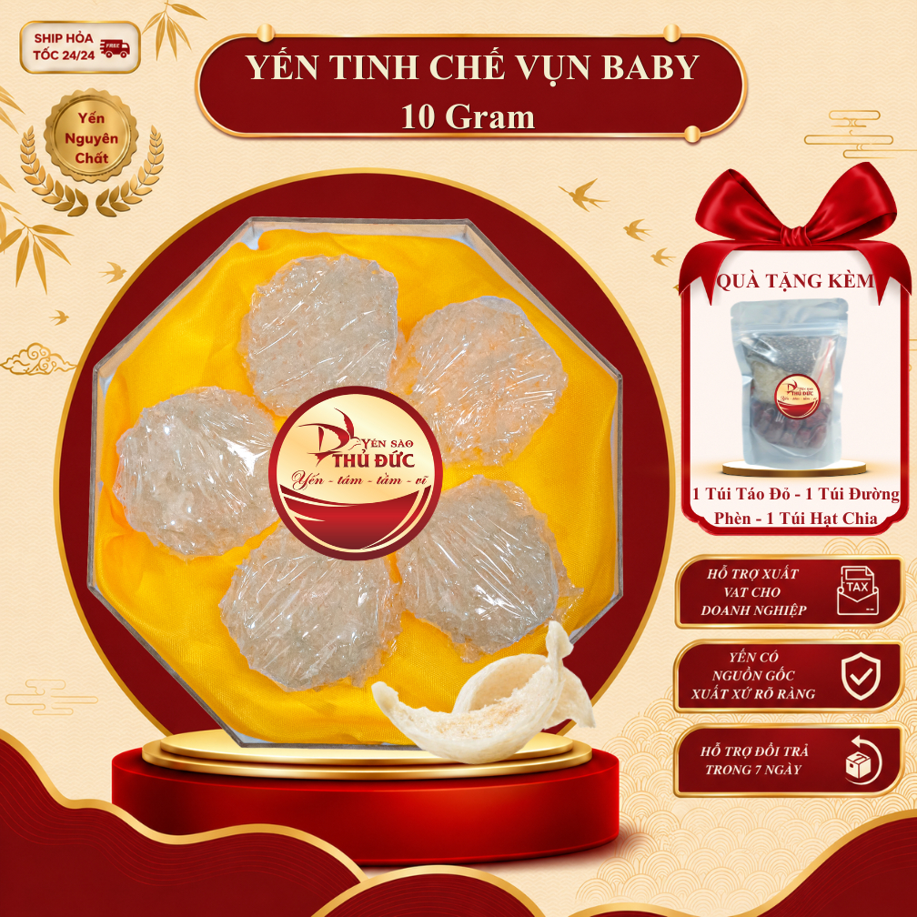 Yến Vụn Đắp Tổ Dạng Viên Baby Dùng Thử 10 Gram Nguyên Chất 100% - Yến Sào Thủ Đức  - Yến Tinh Chế YETC 002