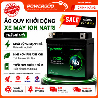 Bình Ắc Quy Xe Máy Natri Ion Powersod E70X5L Dùng Cho SH Việt SH Mode PCX CB150R Lead 125 Winner