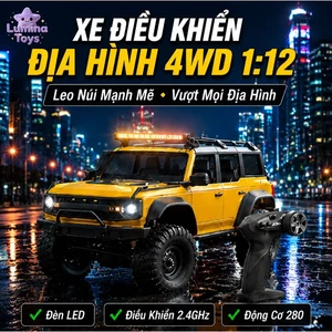 🔥 Xe Điều Khiển Địa Hình 4WD 1:12 Động Cơ 280 - Điều Khiển 2.4GHz Không Nhiễu Sóng Khung Kim Loại Quà Tặng Hot Nhất