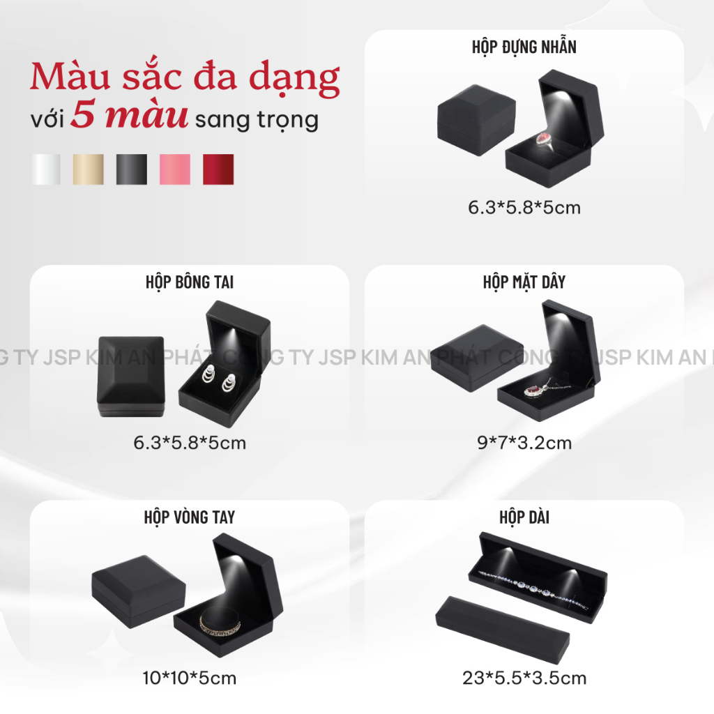 Hộp đựng trang sức có đèn led LUNA JSP hộp đựng dây chuyên in LOGO hộp nhẫn có đèn hộp nhẫn cưới