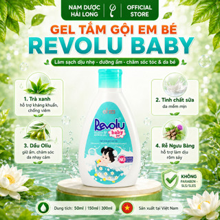 Gel tắm gội em bé Revolu Baby làm sạch da, làm dịu các vết hăm, mẩn ngứa, dưỡng ẩm da bé