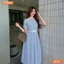Đầm thiết kế BEMINE cổ đức kẻ sọc dáng chữ A phù hợp đi làm-B535
