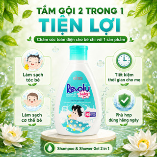 Gel tắm gội em bé Revolu Baby làm sạch da, làm dịu các vết hăm, mẩn ngứa, dưỡng ẩm da bé
