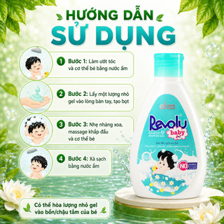 Gel tắm gội em bé Revolu Baby làm sạch da, làm dịu các vết hăm, mẩn ngứa, dưỡng ẩm da bé