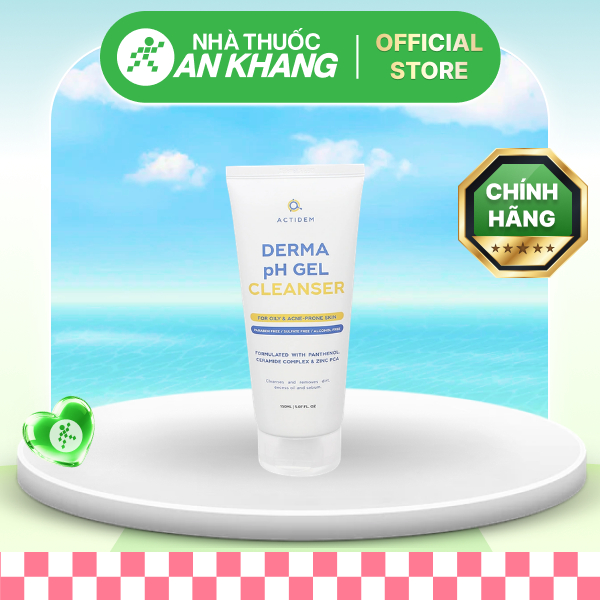 Gel rửa mặt Actidem Derma pH làm sạch dầu thừa, bã nhờn cho da dầu mụn tuýp 150ml