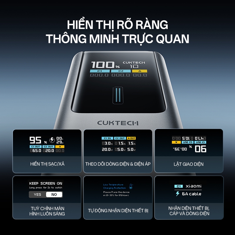CUKTECH 10 PLUS Sạc Di Động 2C1A | Sạc Nhanh 120W Max | Dung Lượng 15.000mAh | Bảo Hành 18 Tháng PB150P | BigBuy360 - bigbuy360.vn