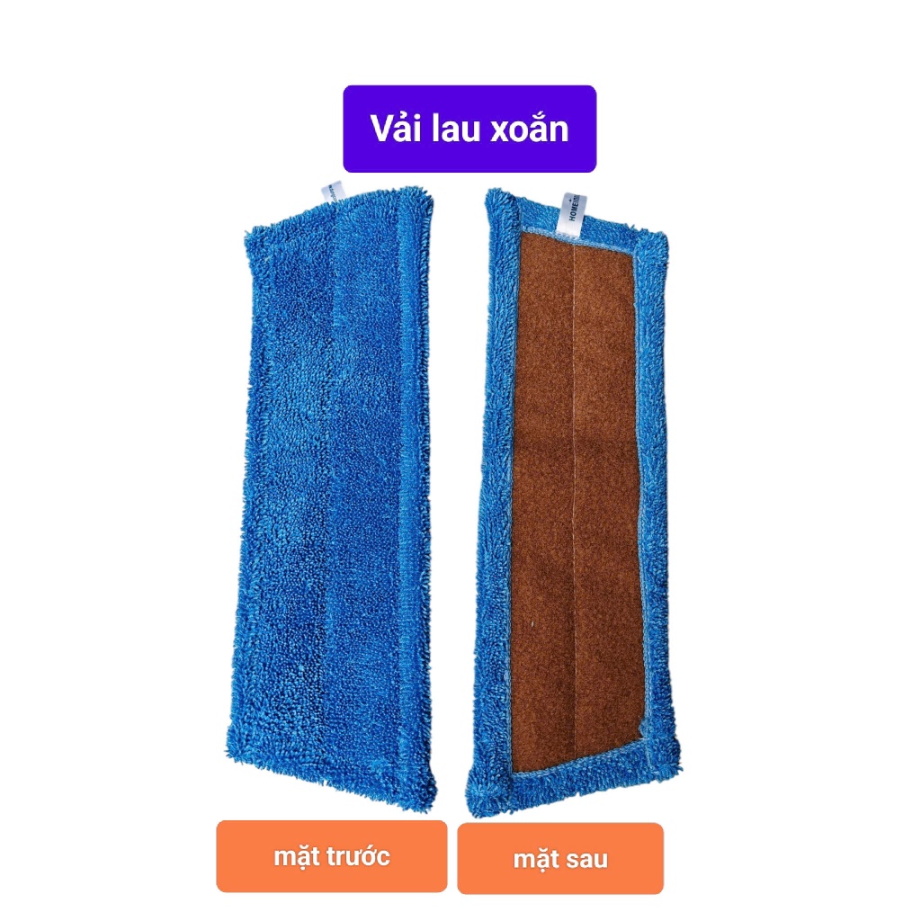 ( KHÔNG ĐẦU NHỰA ) Miếng Lau Nhà Thay Thế Cây Lau Kiểu Dán 40cm Vải Lau San Hô/ Mịn/ Xoắn Homeinno