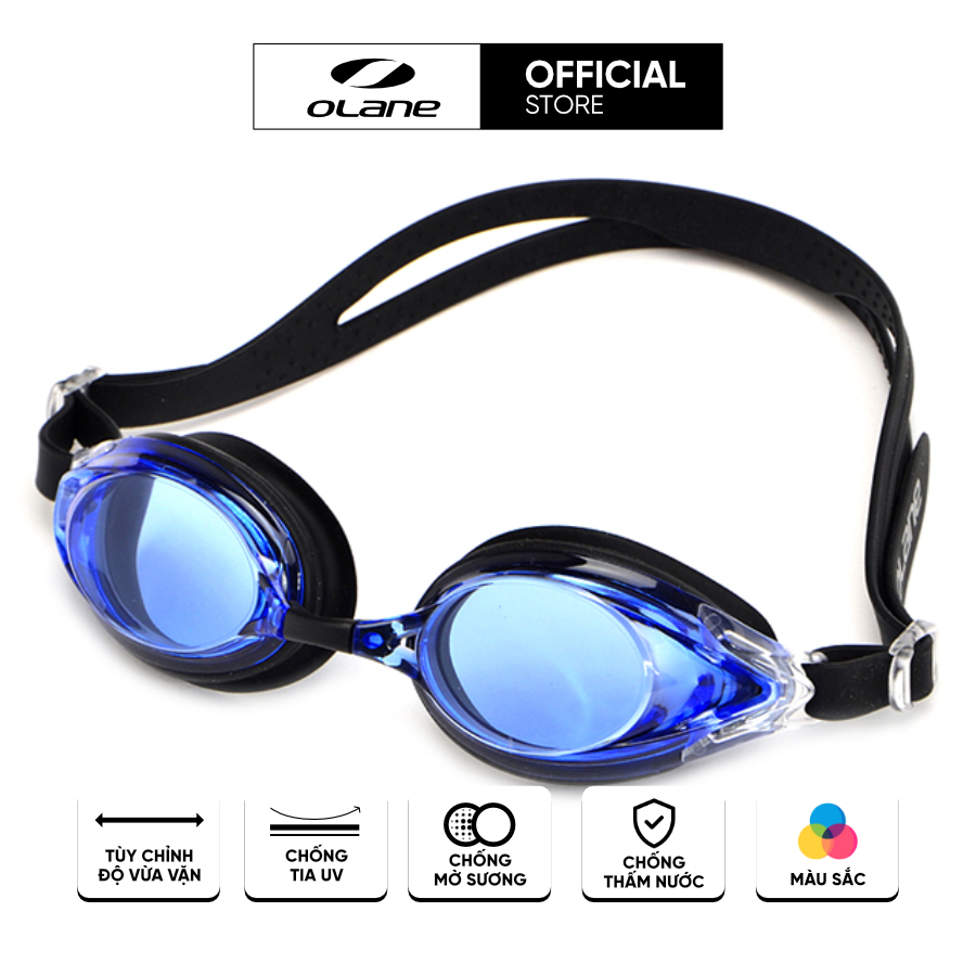 Swimming Goggles OLANE 503 Phiên Bản Blue Black -Form Nhọn, Chống UV400, Chống Sương Mù Cho Nam Nữ