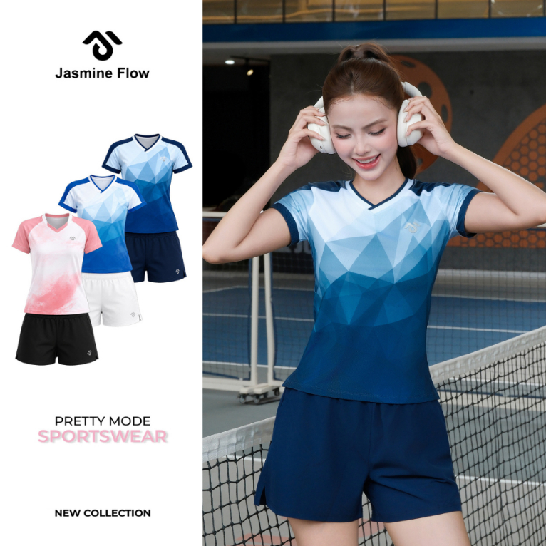 [DEAL MỞ BÁN] Set Đồ Tập Thể Thao Nữ JASMINE FLOW Áo Thun Phối Quần Short Túi Xéo, Co Giãn 4 Chiều, Thoáng Khí JG064