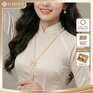 N469 dây chuyền mang áo dài , vòng cổ mang áo dài, dây chuyền hạt Ngọc 10mm thắt nút sang trọng cho nữ