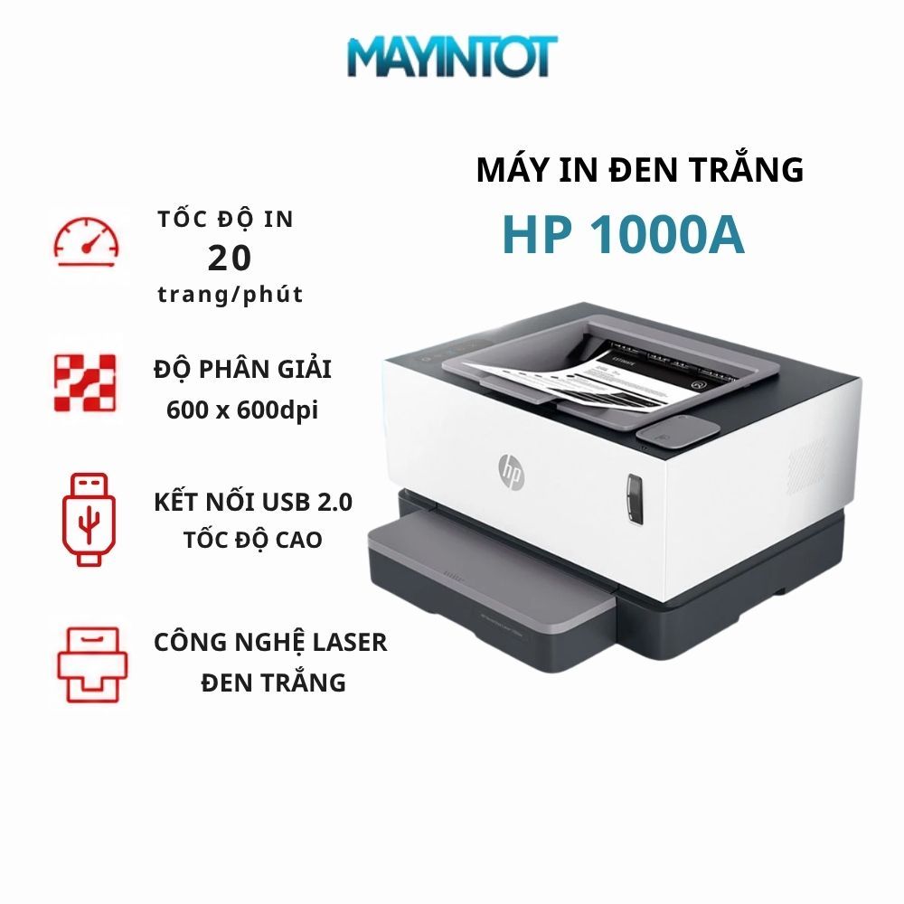 [Tặng Ống Nạp] Máy In HP1000A Máy In Đen Trắng Văn Phòng Nhỏ Gọn Máy In USB Tốc Độ Cao  - Máy In Giá Tốt