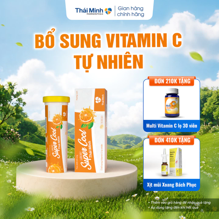 Viên C Sủi Super Cool Thái Minh - Giúp Bổ Sung Vitamin C và Vitamin nhóm B - Thanh Nhiệt, Mát Gan - Tuýp 10 viên