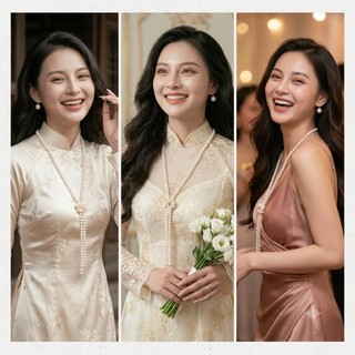 [ DAISYN ] N469 dây chuyền mang áo dài , vòng cổ mang áo dài, dây chuyền hạt Ngọc 10mm thắt nút sang trọng cho nữ