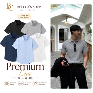 Áo Sơ Mi Cộc Tay Lụa Cao Cấp Phong Cách Hàn Quốc Slim Fit Co Giãn Nhẹ Thấm Hút Mồ Hôi