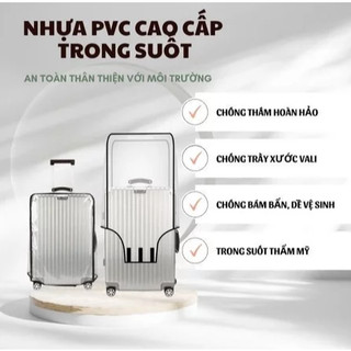 Bọc Vali Trong Suốt PVC Đủ Size 20 22 24 26 28 29 30 Inch – Áo Trùm Vali Bảo Vệ Hành Lý, Hạn Chế Trầy Xước, Dễ Vệ Sinh