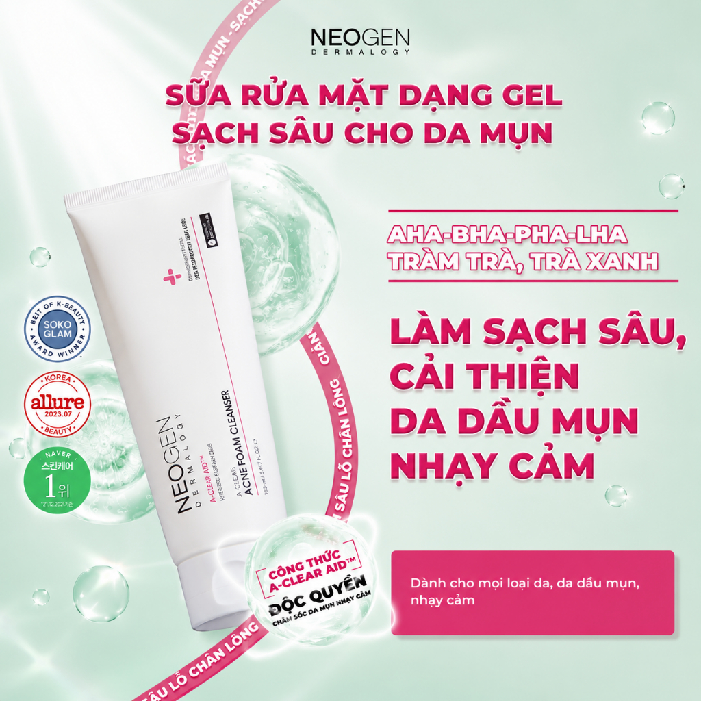 [NEOGEN] Sữa Rửa Mặt Dạng Gel Làm Sạch Sâu Neogen Dermalogy A-clear Acne Foam Cleanser 150ml