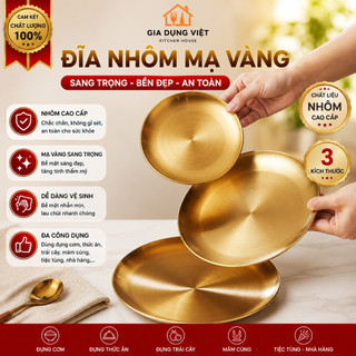 Khay Đĩa Nhôm Mạ Vàng Công Nghệ Nhật Bản Cao Cấp - Khay Đĩa Đựng Quả, Bày Tháp Lễ Cúng Gia Tiên