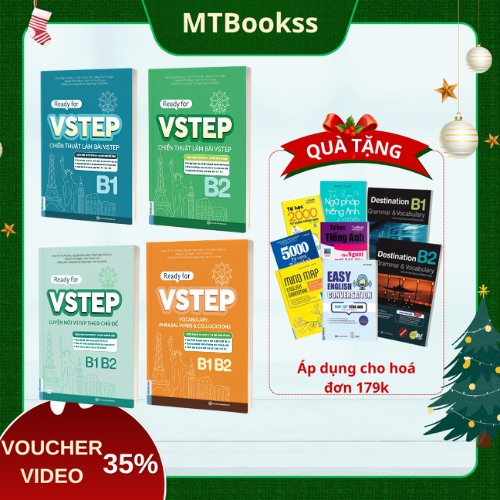 Combo Sách - Luyện Thi Vstep - Ready For VSTEP B1,B2 - Chiến Thuật Làm Bài Và Tổng Hợp Từ Vựng Luyện Nói B1,B2 - MCBooks