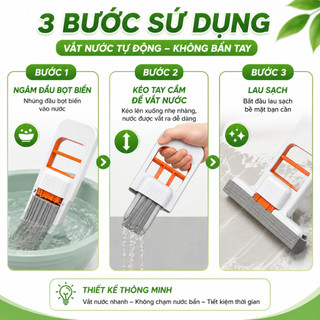 Cây Lau Nhà Mini Tự Vắt Cầm Tay, Cây Lau Bàn Bếp Lau Kính Đa Năng, Bọt Biển PVA Siêu Thấm Hút Không Bẩn Tay