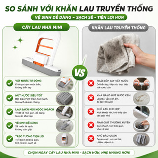 Cây Lau Nhà Mini Tự Vắt Cầm Tay, Cây Lau Bàn Bếp Lau Kính Đa Năng, Bọt Biển PVA Siêu Thấm Hút Không Bẩn Tay