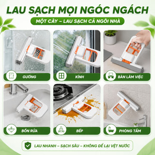 Cây Lau Nhà Mini Tự Vắt Cầm Tay, Cây Lau Bàn Bếp Lau Kính Đa Năng, Bọt Biển PVA Siêu Thấm Hút Không Bẩn Tay