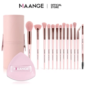 MAANGE Bộ cọ trang điểm 13 cây kèm hộp đựng cọ trang điểm bằng da và mút trang điểm cá nhân 5818