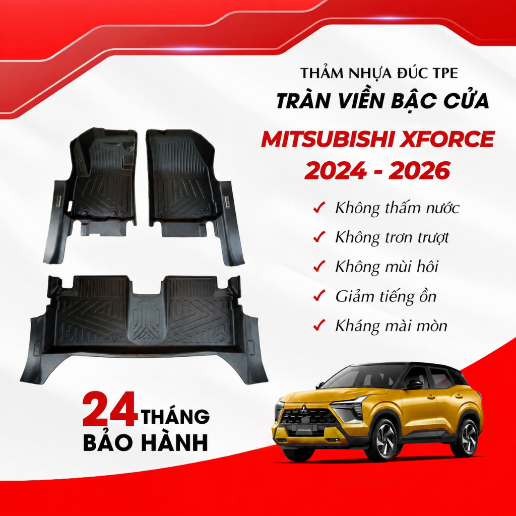 Thảm Lót Sàn Ô Tô TPE Cao Cấp FUMO Cho Mitsubishi Xforce (2024 - 2026) Nhựa Đúc Nguyên Khối