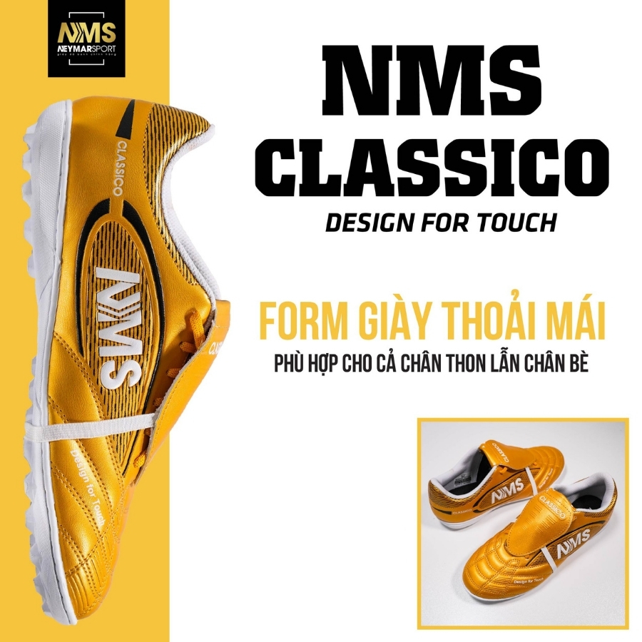 Giày đá bóng cỏ nhân tạo NMS CLASSICO TF lưỡi gà gập cổ điển, trang bị upper PU cao cấp kèm lớp đệm EVA êm ái | BigBuy360 - bigbuy360.vn