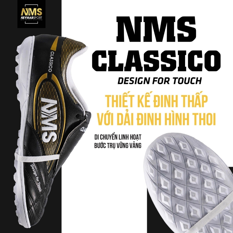 Giày đá bóng cỏ nhân tạo NMS CLASSICO TF lưỡi gà gập cổ điển, trang bị upper PU cao cấp kèm lớp đệm EVA êm ái | BigBuy360 - bigbuy360.vn