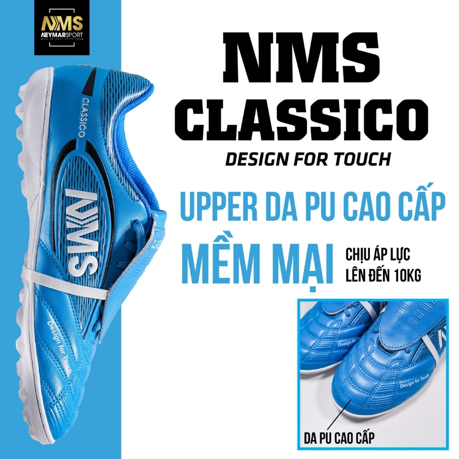Giày đá bóng cỏ nhân tạo NMS CLASSICO TF lưỡi gà gập cổ điển, trang bị upper PU cao cấp kèm lớp đệm EVA êm ái | BigBuy360 - bigbuy360.vn