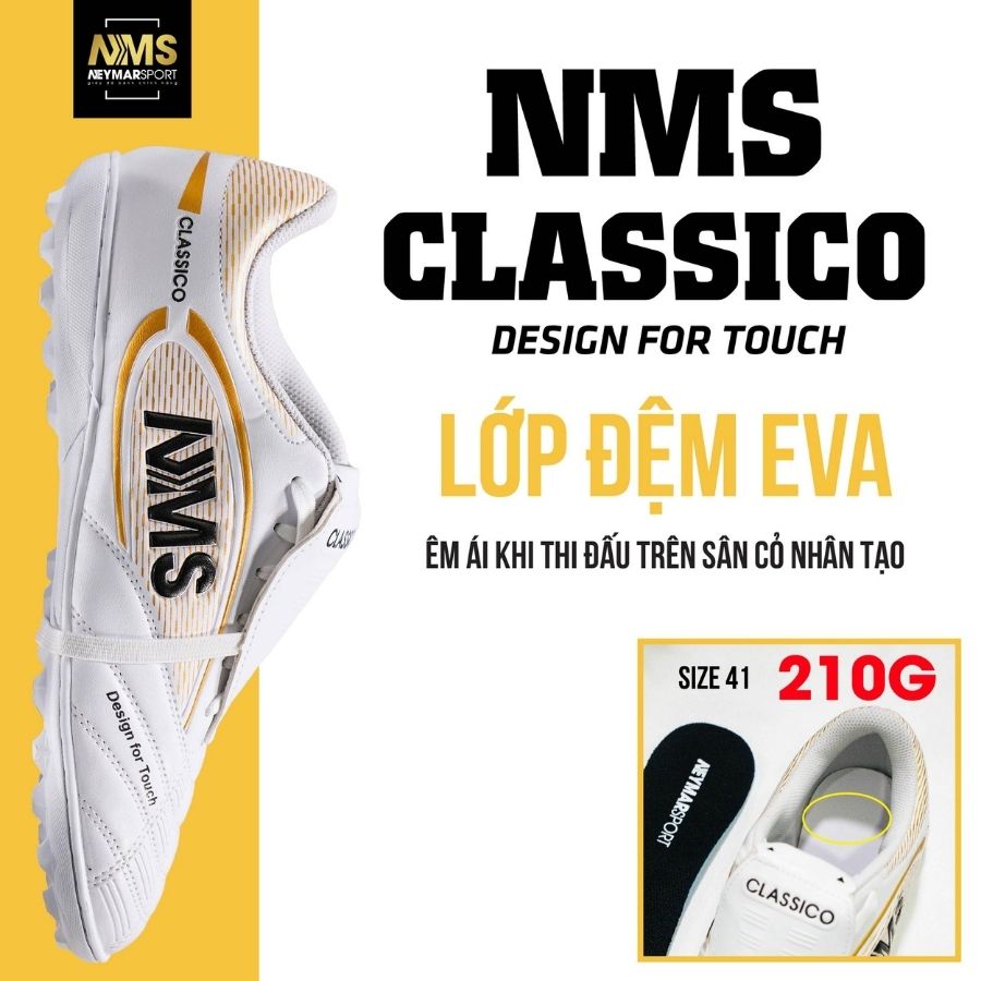 Giày đá bóng cỏ nhân tạo NMS CLASSICO TF lưỡi gà gập cổ điển, trang bị upper PU cao cấp kèm lớp đệm EVA êm ái | BigBuy360 - bigbuy360.vn